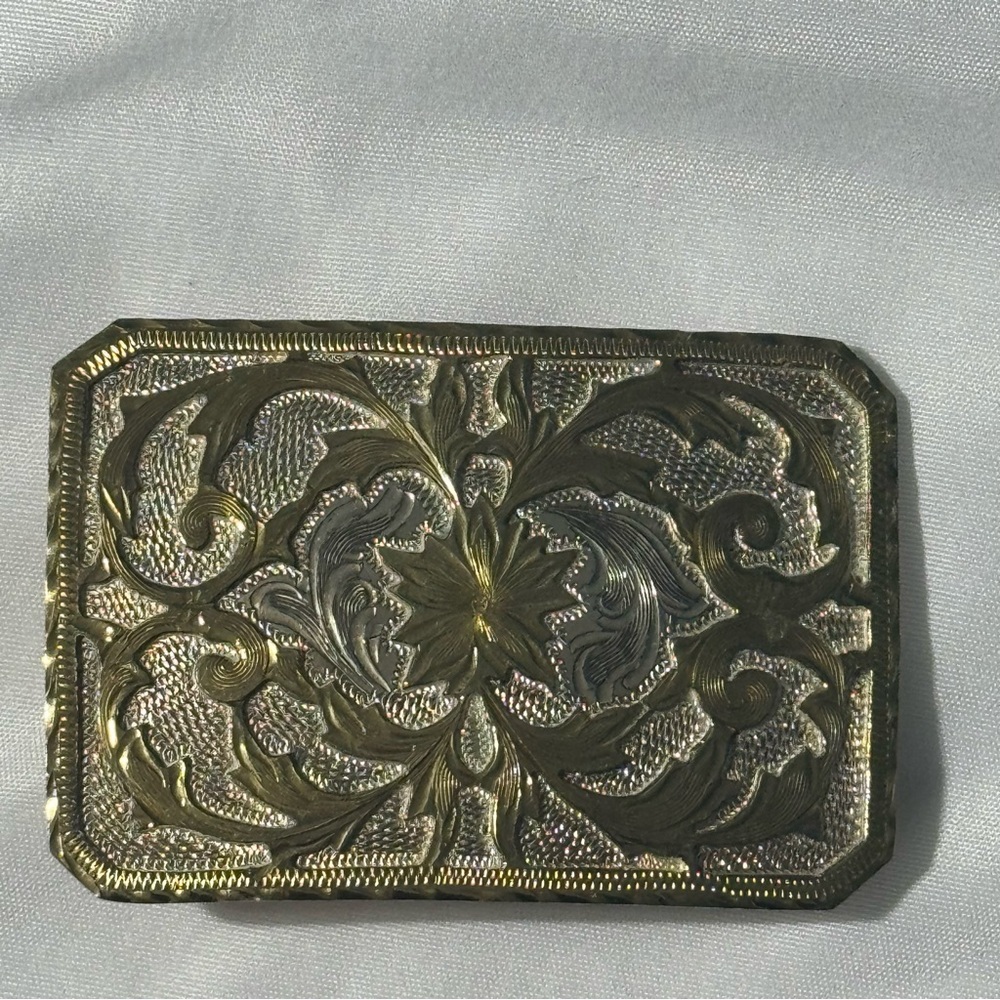 Vintage Gold Floral Engraved Belt Buckle